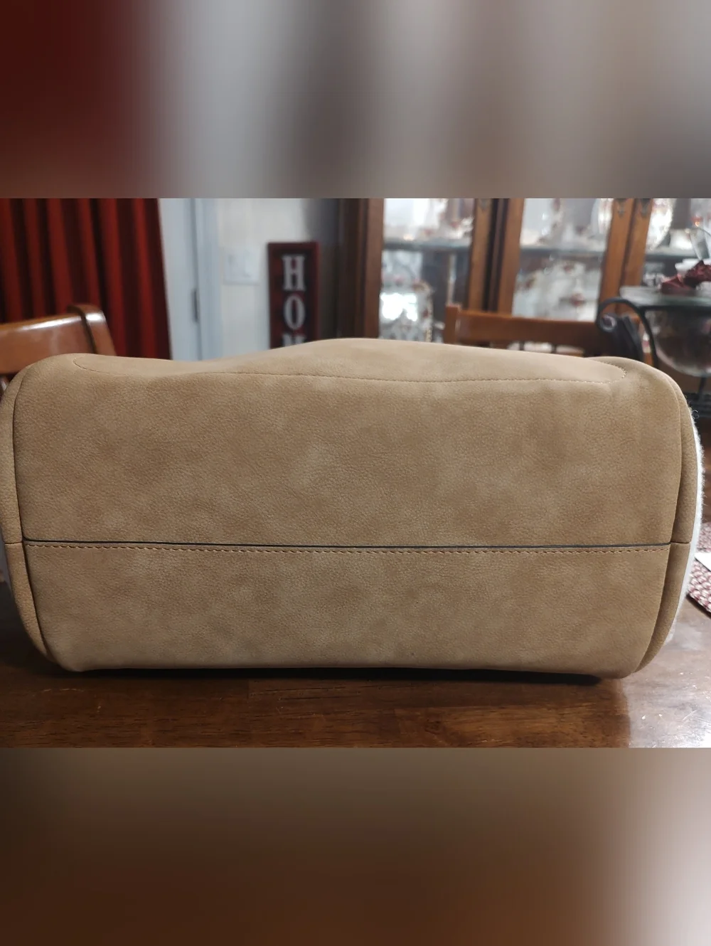 Jelavu Tan Tote with Cream Shearling Panels